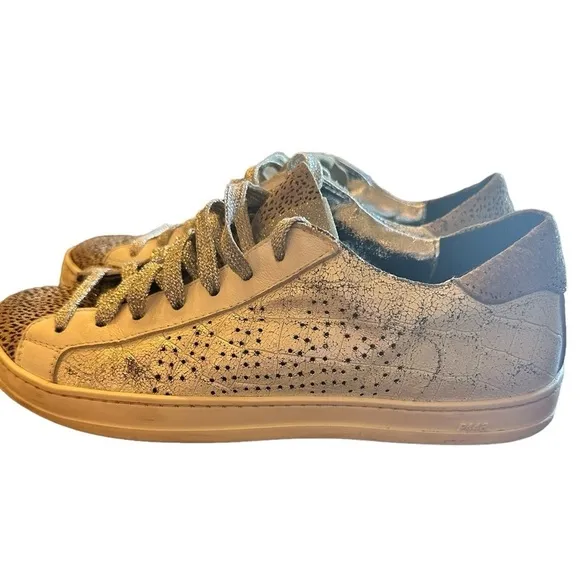 P448 Leather Printed Low Top Sneakers Size EU 37