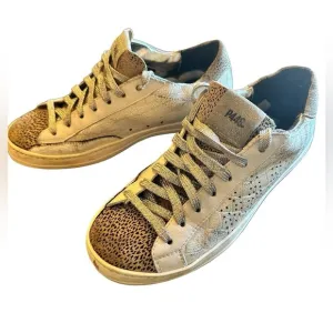 P448 Leather Printed Low Top Sneakers Size EU 37