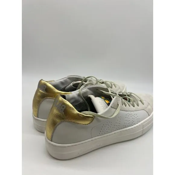 P448 Low Top White/Gold Women’s Sneakers Size EUR 42/Us 11 NEW📦