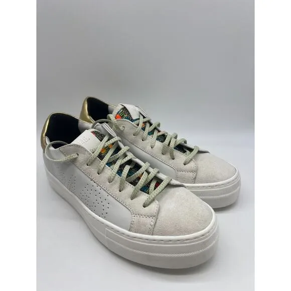P448 Low Top White/Gold Women’s Sneakers Size EUR 42/Us 11 NEW📦