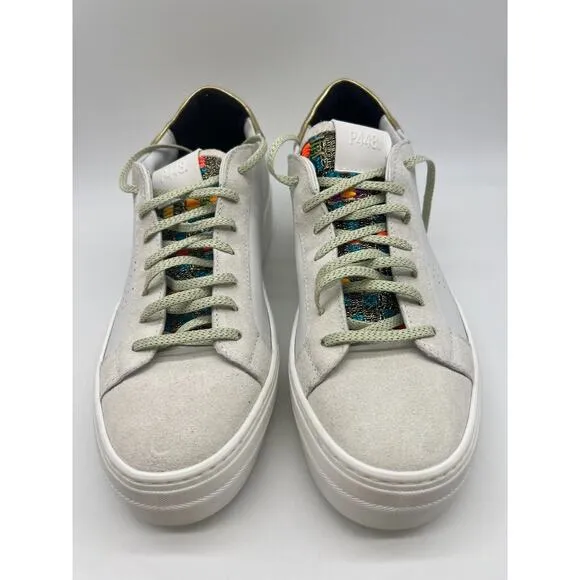 P448 Low Top White/Gold Women’s Sneakers Size EUR 42/Us 11 NEW📦