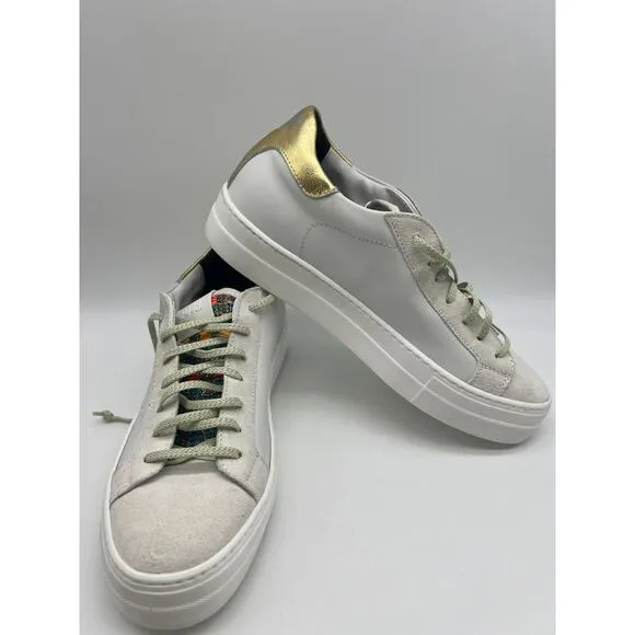 P448 Low Top White/Gold Women’s Sneakers Size EUR 42/Us 11 NEW📦