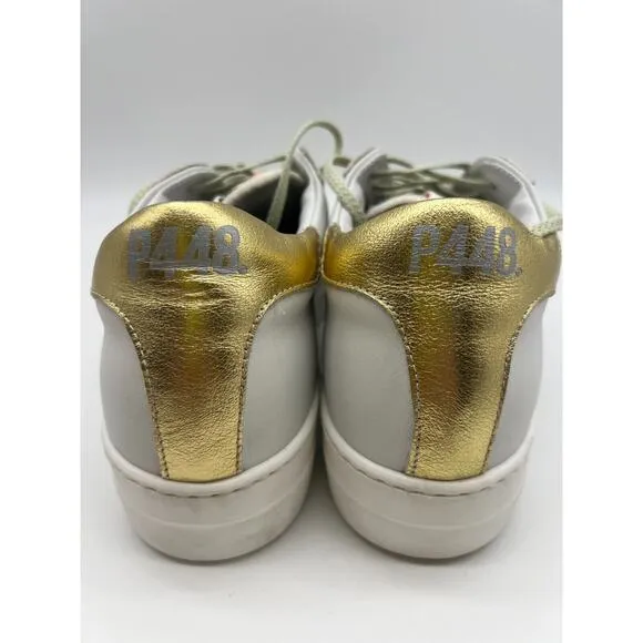 P448 Low Top White/Gold Women’s Sneakers Size EUR 42/Us 11 NEW📦