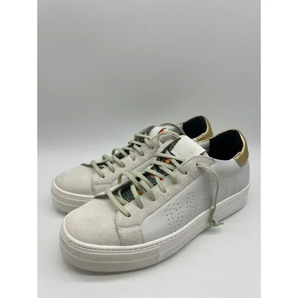 P448 Low Top White/Gold Women’s Sneakers Size EUR 42/Us 11 NEW📦