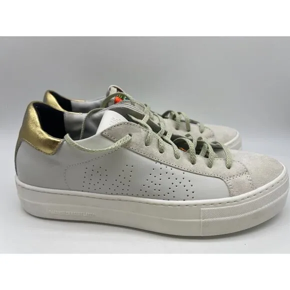 P448 Low Top White/Gold Women’s Sneakers Size EUR 42/Us 11 NEW📦