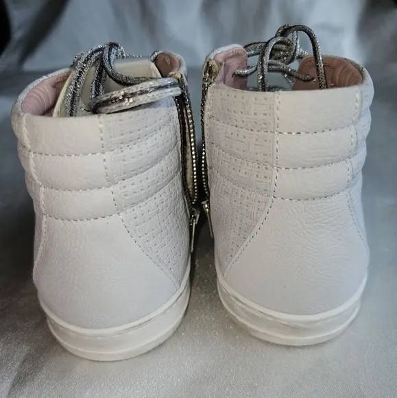 P448 Skate Flax Laser Cut Leather High-Top Zip Sneakers Sz EU38/US7.5-8