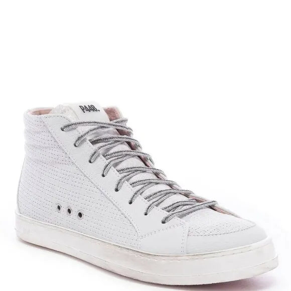 P448 Skate Flax Laser Cut Leather High-Top Zip Sneakers Sz EU38/US7.5-8