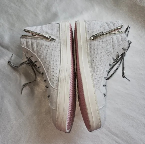 P448 Skate Flax Laser Cut Leather High-Top Zip Sneakers Sz EU38/US7.5-8