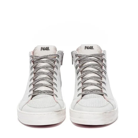 P448 Skate Flax Laser Cut Leather High-Top Zip Sneakers Sz EU38/US7.5-8