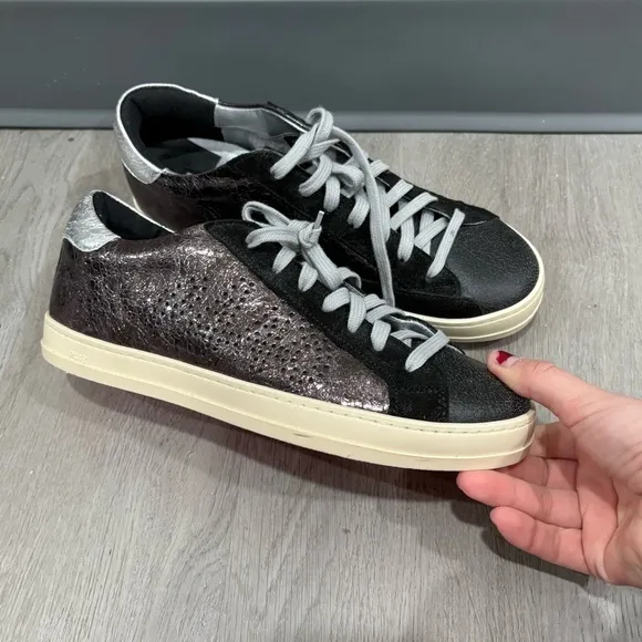 P448 Sneakers John Boster Low Top in Black Grey Silver