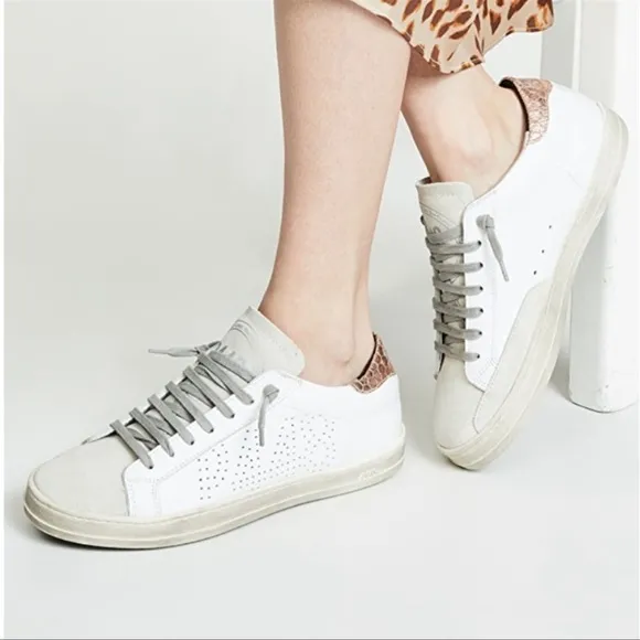 P448 Thea platform sneakers 37white Green Croc Embossed back logo $298 preowned