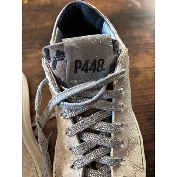 P448 Thea Python Roccia White Leather Platform Sneakers Size 35