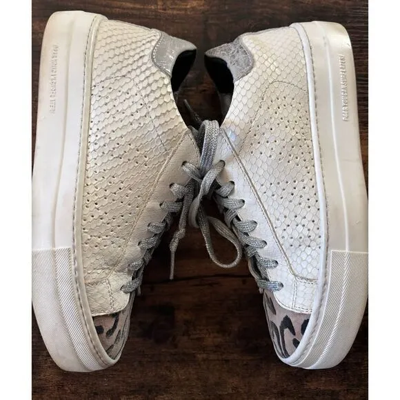 P448 Thea Python Roccia White Leather Platform Sneakers Size 35