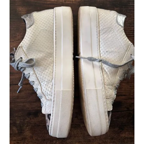 P448 Thea Python Roccia White Leather Platform Sneakers Size 35