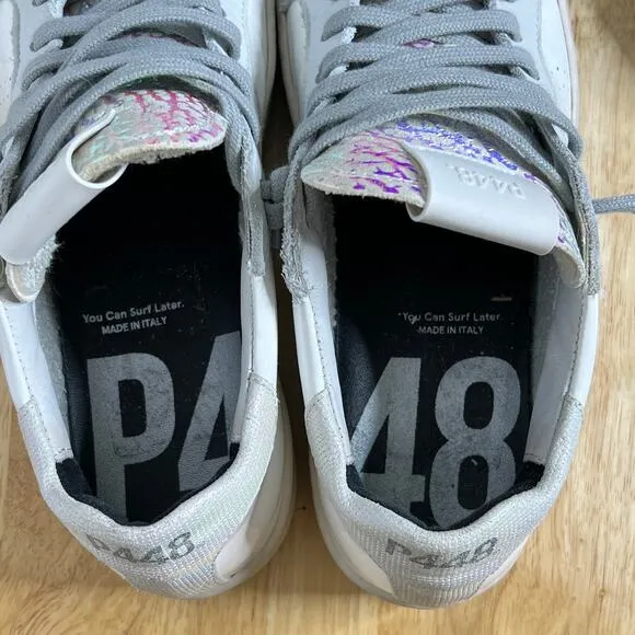 P448 Thea Unicorn Platform Sneakers White Metallic Shoe Size 8.5