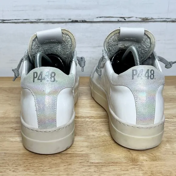 P448 Thea Unicorn Platform Sneakers White Metallic Shoe Size 8.5