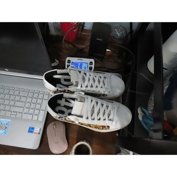P448 Jack Leopard Print Hologram Low Top Sneakers Size 36