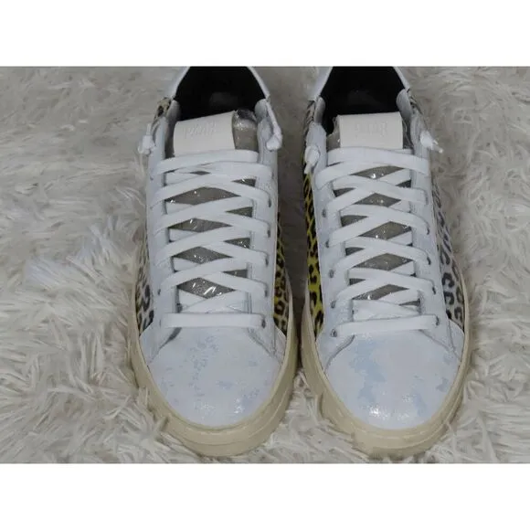 P448 Jack Leopard Print Hologram Low Top Sneakers Size 36