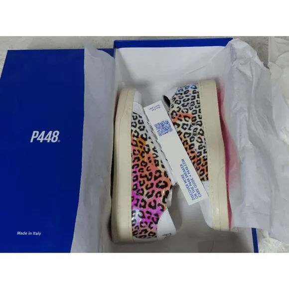 P448 Jack Leopard Print Hologram Low Top Sneakers Size 36