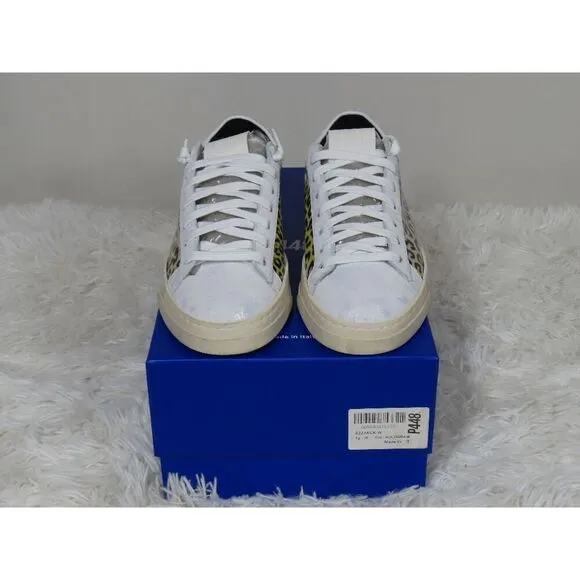 P448 Jack Leopard Print Hologram Low Top Sneakers Size 36