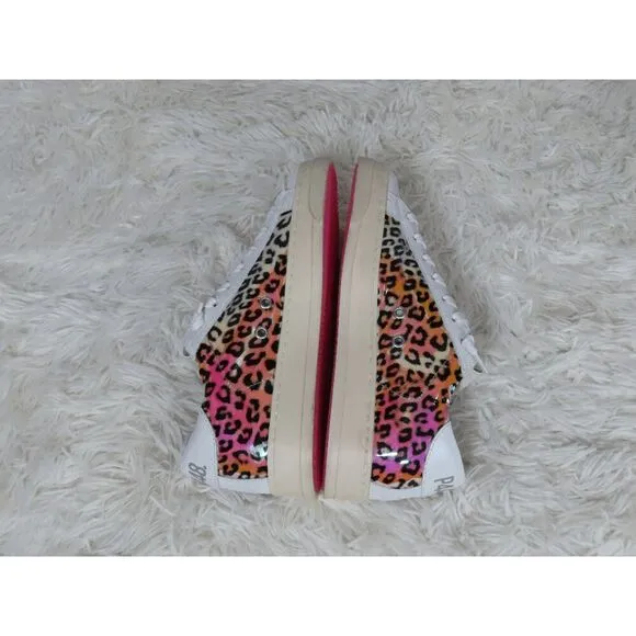 P448 Jack Leopard Print Hologram Low Top Sneakers Size 36