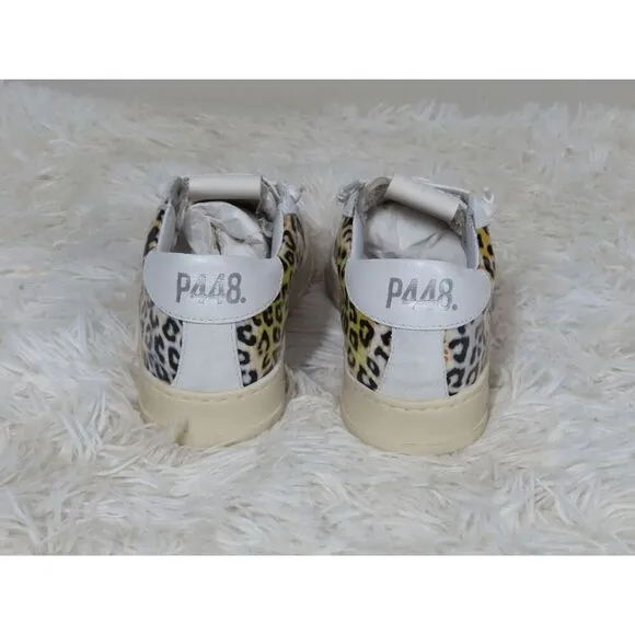 P448 Jack Leopard Print Hologram Low Top Sneakers Size 36