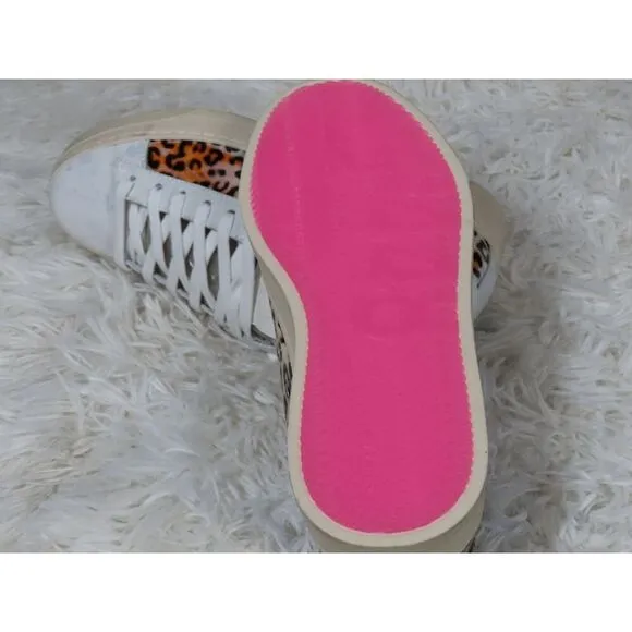 P448 Jack Leopard Print Hologram Low Top Sneakers Size 36
