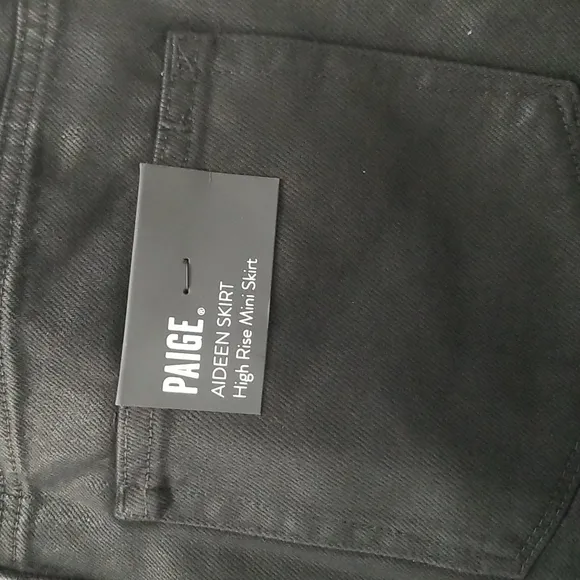 Paige Aideen Coated Skirt Black High Waist Mini Zippers Onyx Cotton