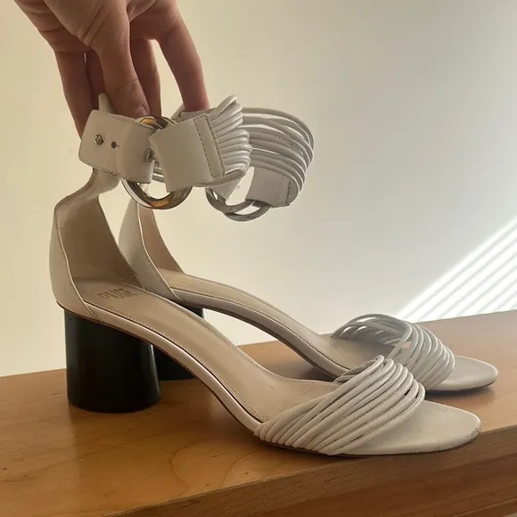 Paige White Leather Ankle Strap Sandals