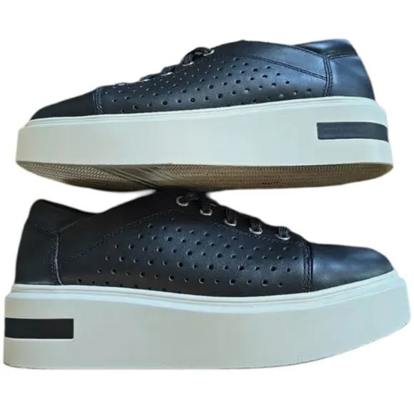 Paolo Linea Platform Sneakers Perforated Leather Black 6
