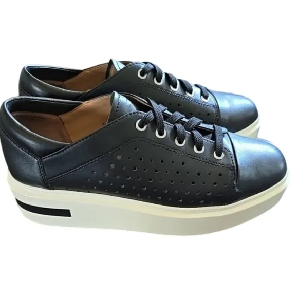 Paolo Linea Platform Sneakers Perforated Leather Black 6
