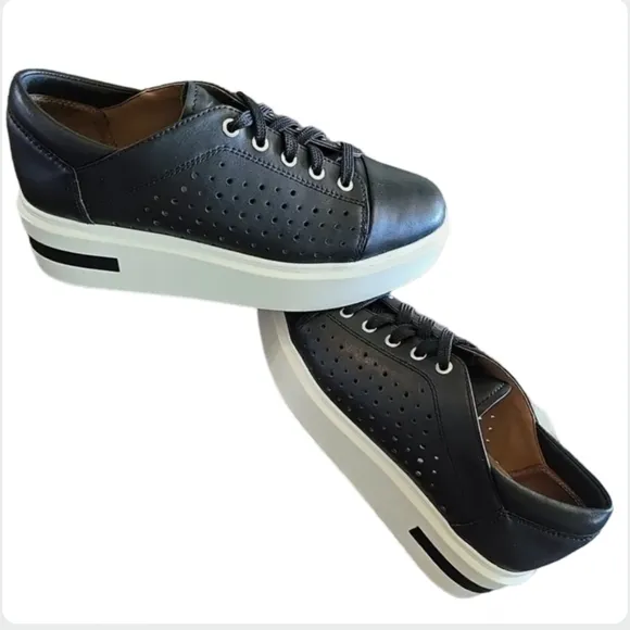 Paolo Linea Platform Sneakers Perforated Leather Black 6