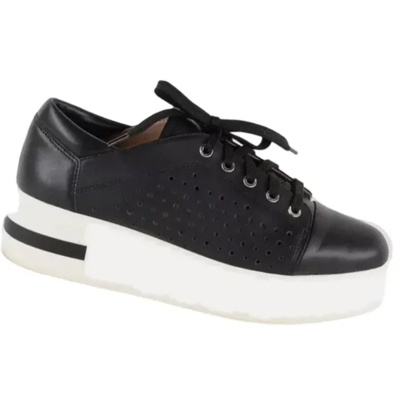 Paolo Linea Platform Sneakers Perforated Leather Black 6