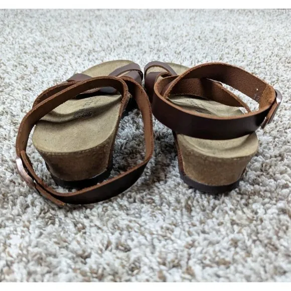 Papillio Birkenstock Lola Cognac Leather Sandals Ankle Strap Sz 39 Women's 8