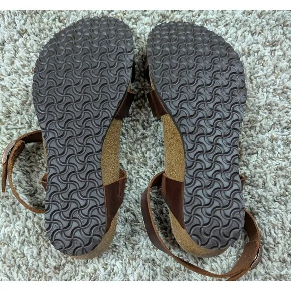 Papillio Birkenstock Lola Cognac Leather Sandals Ankle Strap Sz 39 Women's 8