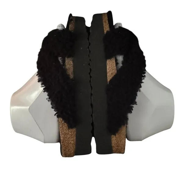 Papillio By Birkenstock Daytona Black Shearling Crisscross Sandals, Size 37 NWOB