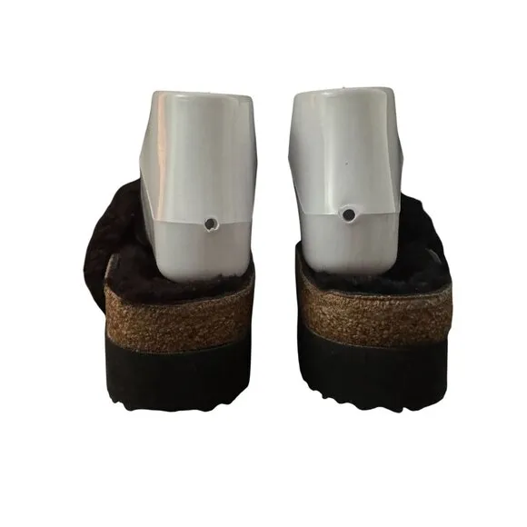 Papillio By Birkenstock Daytona Black Shearling Crisscross Sandals, Size 37 NWOB