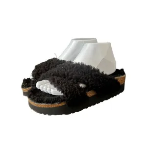 Papillio By Birkenstock Daytona Black Shearling Crisscross Sandals, Size 38 NWOB