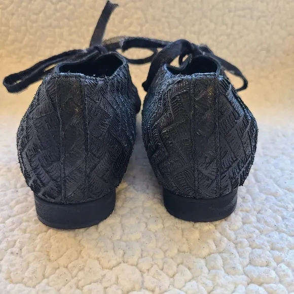 Papucei black textured square toe flats