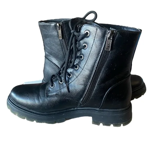 Patent zipper lace up Combat Boots size 38