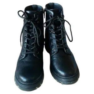 Patent zipper lace up Combat Boots size 38