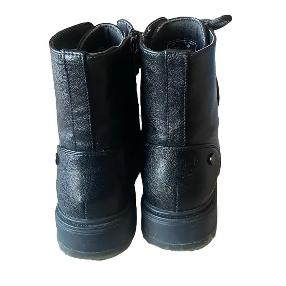 Patent zipper lace up Combat Boots size 38