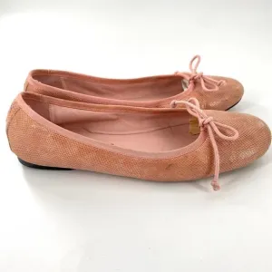 Patricia Green Ballet Flat Snake-Skin Bowtie Pink Size 7.5M