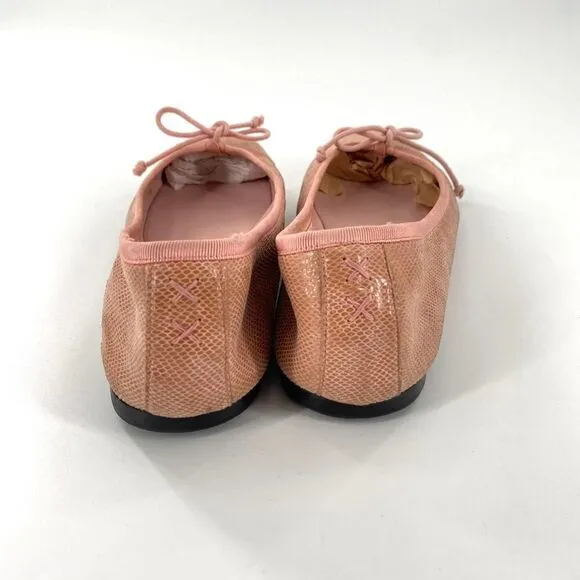 Patricia Green Ballet Flat Snake-Skin Bowtie Pink Size 7.5M