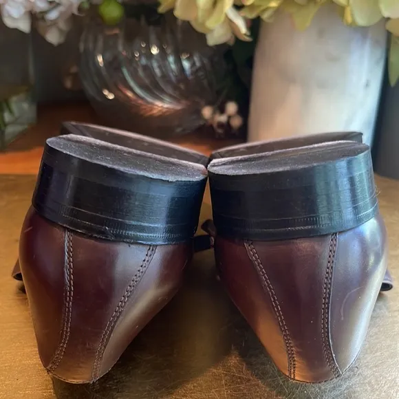 Paul Fredrick Woven Leather Monk Strap Loafers in Brown Leather