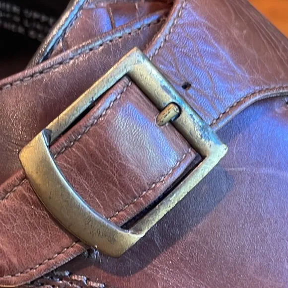 Paul Fredrick Woven Leather Monk Strap Loafers in Brown Leather