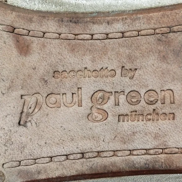 Paul Green | Champagne Metallic Leather Almond Toe Slip On Ballet Flats Women's
