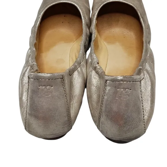 Paul Green | Champagne Metallic Leather Almond Toe Slip On Ballet Flats Women's