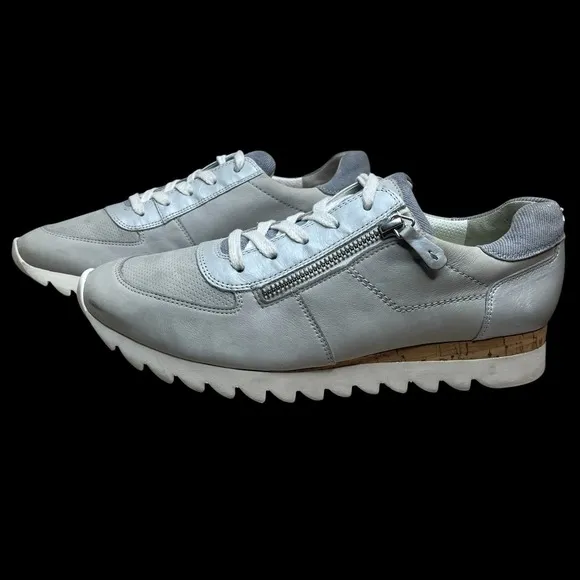 Paul Green Gray Leather Stasia Low-top Sneakers Womens 9.5 Athleisure Walking