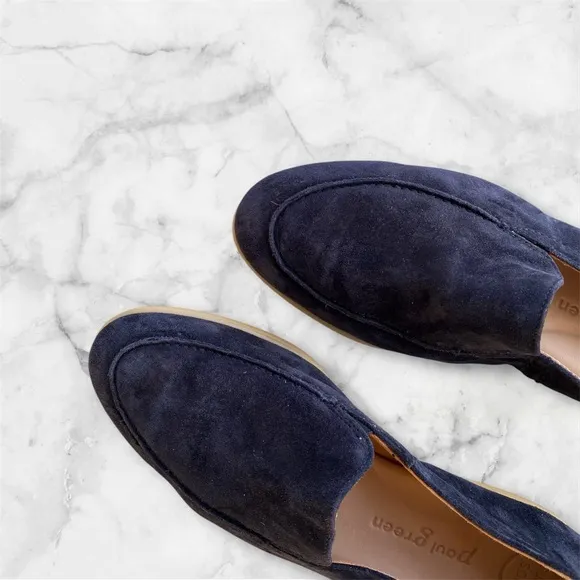 Paul Green Navy Suede Moccasin Selby Loafer Flats Modern Italian Leather 8.5